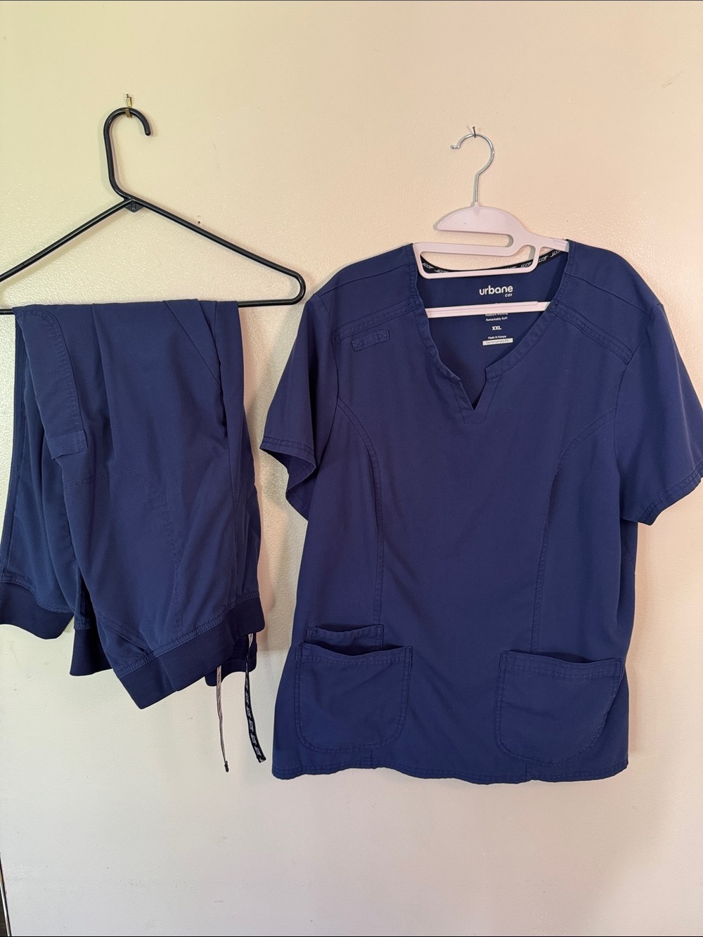 Urbane Navy V-Neck Scrub Top with Matching Pants